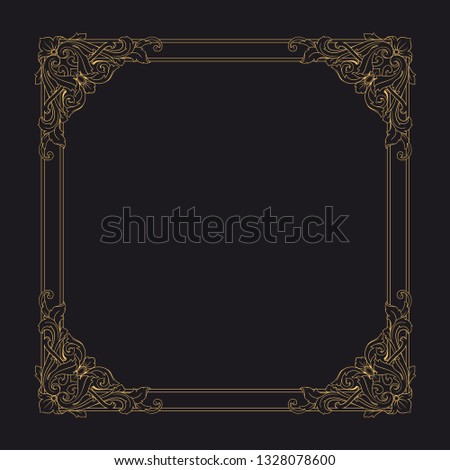 Gold baroque ornament. Retro rococo decoration element with flourishes calligraphic. You can use for wedding decoration of greeting card and laser cutting 