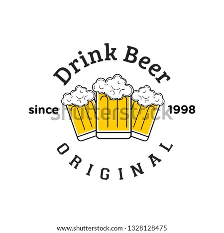 beer glass emblem logo design inspiration, clip art vector