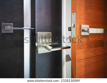Modern style door handle on natural