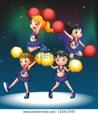 Illustration of the four energetic cheerers