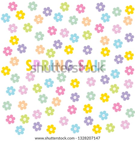 Spring season sale offer background with flowers