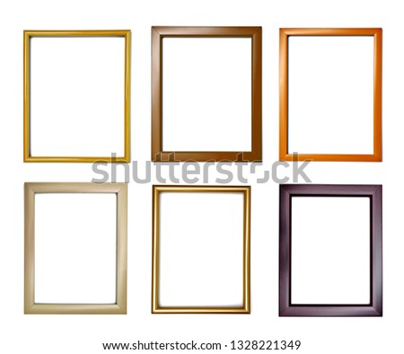 collection of various  wooden frame on white background. each one is shot separately