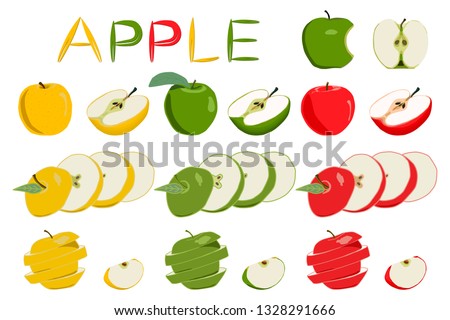 Illustration on theme big set different types round apples, harvest various size. Apple pattern consisting of collection meal for organic health beverage. Menu out soft apple to exquisite gourmet.