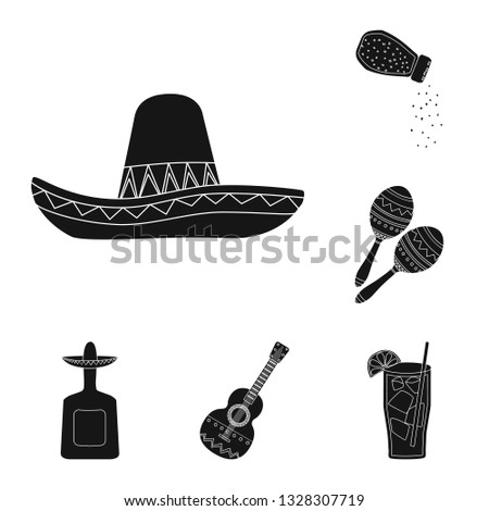 Isolated object of carnival and national icon. Set of carnival and tequila stock symbol for web.