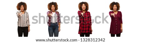 Collection of young black woman reaching out to greet someone