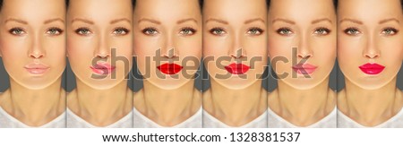Color lips.Different tones of lipstick
