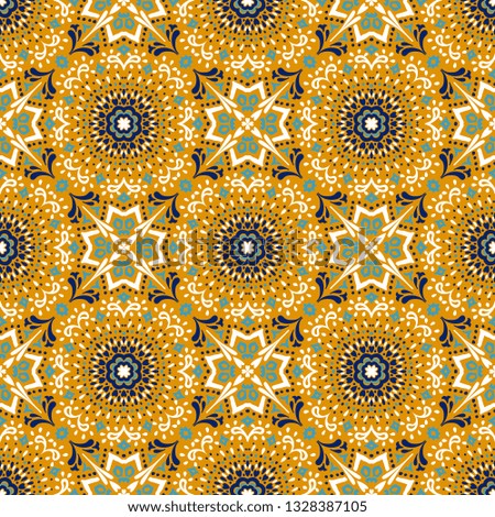 Talavera pattern. Azulejos portugal. Turkish ornament. Moroccan tile mosaic. Spanish porcelain. Ceramic tableware, folk print. Asian pottery. Ethnic background. Mediterranean  wallpaper. Art Deco.