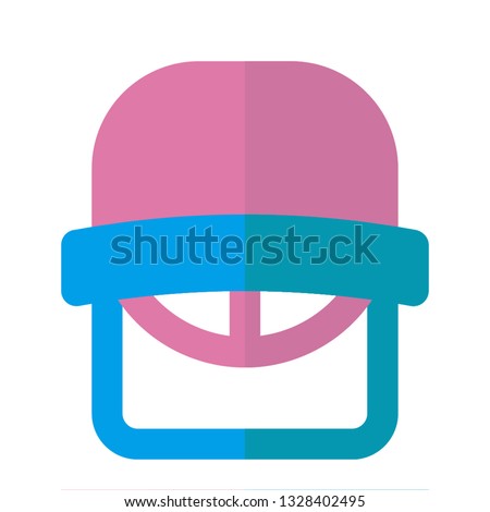 Helmet icon flat style pink blue