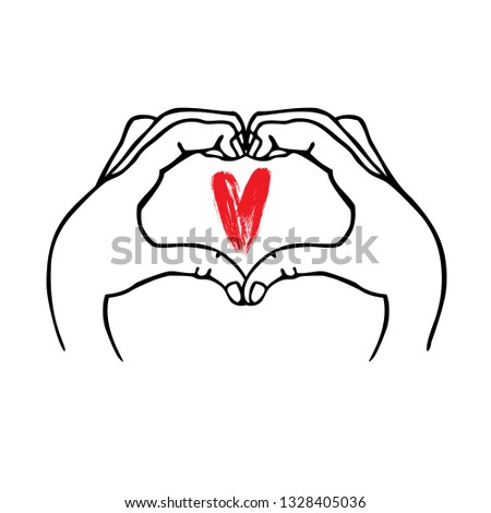 Illustration of a pair of cartoon hands forming a heart.