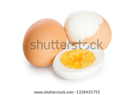 boiled egg and half isolated on white background Royalty-Free Stock Photo #1328435792