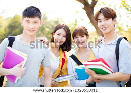 portrait of  Asian college students on campus