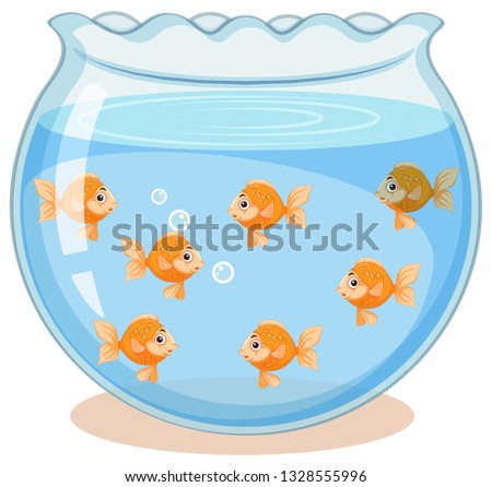 Golden fish in the tank illustration