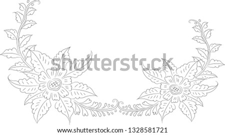 Floral pattern.Hand drawn vector illustration.For coloring,pattern design,decoration,background,floral pattern design,nature illustration,wallpaper,clip arts,