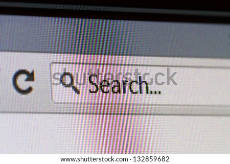 Internet browser address bar with search text in computer screen.