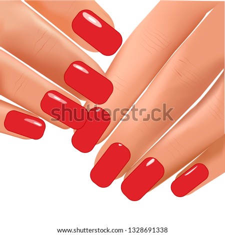 beautiful realistic red manicure