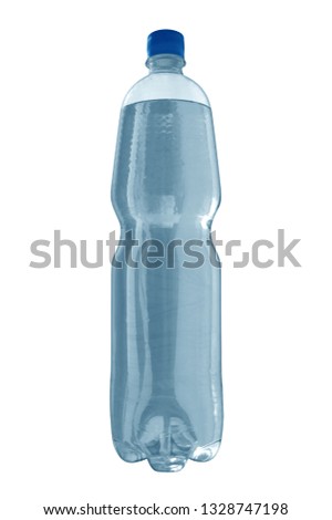 Full water bottle with cap on a white background. Clipping Path included.