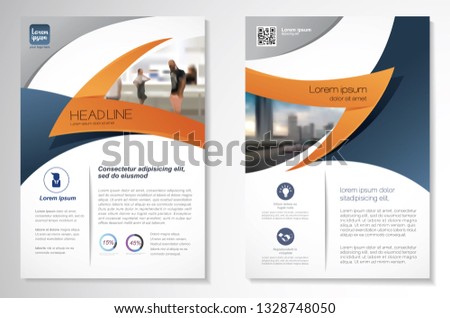 Template vector design for Brochure, AnnualReport, Magazine, Poster, Corporate Presentation, Portfolio, Flyer, infographic, layout modern with Orange color size A4, Front and back, Easy to use.