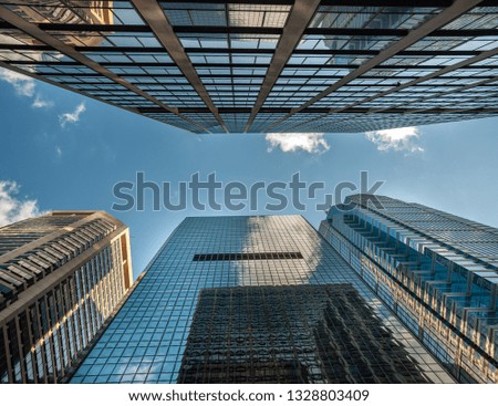 High rise office buildings from bottom up view at Philadelphia
