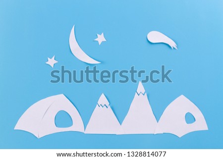 Night in the mountains. tents and starry sky