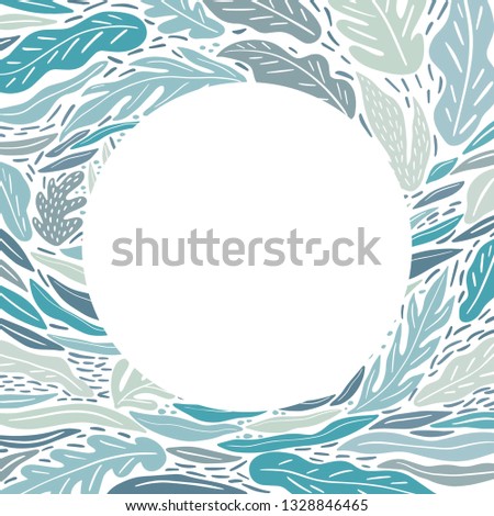 Abstract tropical leaves. Summer print with hand-drawn elements.