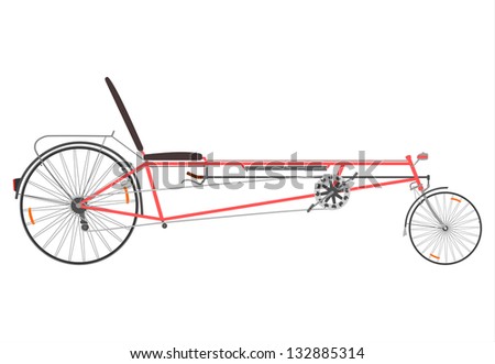 Vector. Long wheelbase recumbent bike on a white background.