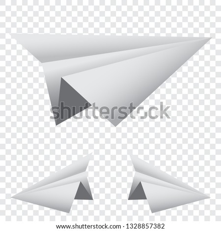 Set of paper airplanes on transparent background. Icon for your design. Vector illustratuion