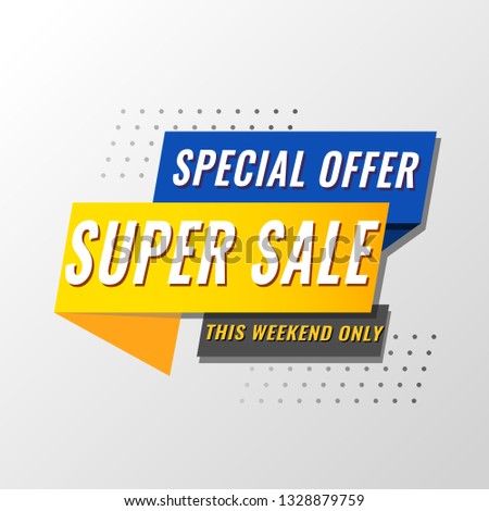 Super Sale, Mega. this weekend special offer banner. Vector illustration. Royalty-Free Stock Photo #1328879759