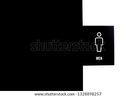 Black and white public toilet icon with male toilet symbol. Restroom WC sign.