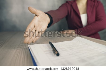 business woman sign contract and deal