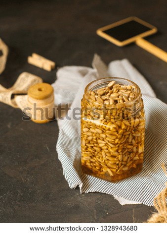 honey and nuts mix
grain, seeds tasty and healthy dessert. Healthy eating concept. food background. copy space
