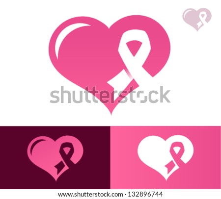 Heart with pink ribbon for breast cancer awareness.