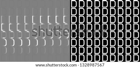 Capital metallic letter D isolated on transparent background in soft light. Simple font. Frame animation. Vertical bar of light passes in front of the symbol. Light reflection. 3D rendering