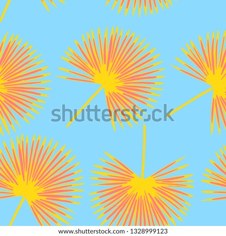 Floral seamless pattern in bright style. Palm leaves. Vector botanical illustration.