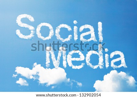 "Social media" a cloud word on sky