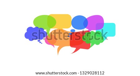 Set of dialogue speech bubbles. Social network chat, business concept. Flat style vector illustration