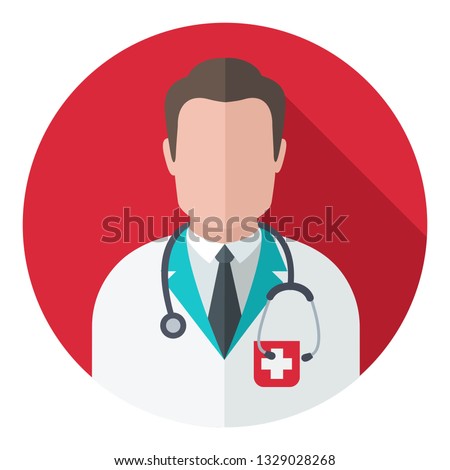 Vector medical doctor icon. Doctor in medical uniform and with a stethoscope. Illustration of doctor avatar in flat minimalism style.
