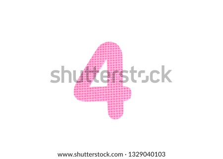 Image of colored number four, isolated on the white background