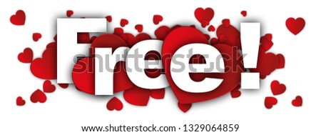 free label word and red hearts 