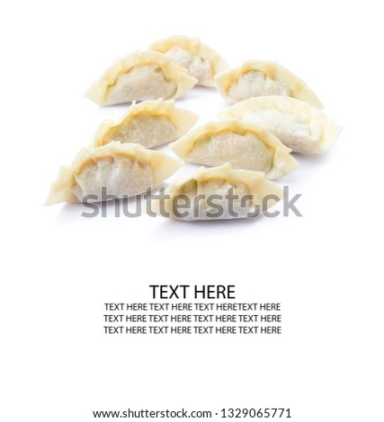 Picture of raw dumplings or gyoza isolated on white background