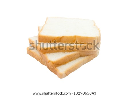 picture of sliced soft and sticky delicious white bread for breakfast on white isolated background