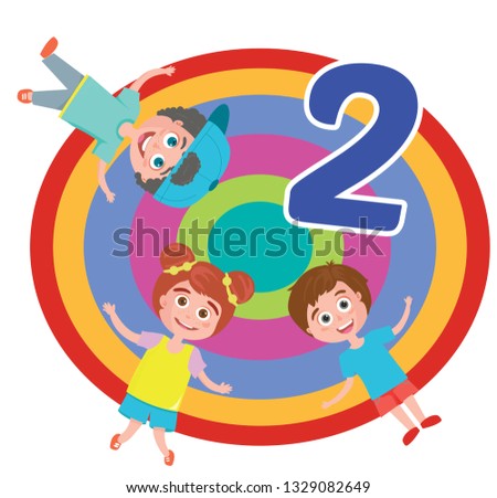 Kids rainbow frame two number education design vector