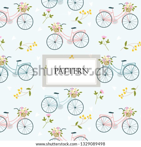 sweet bike and flower seamless pattern 