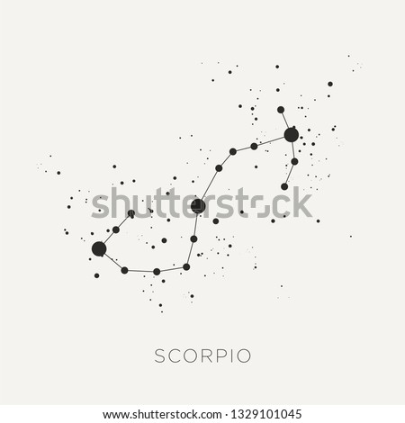 Star constellation zodiac scorpio black white vector Royalty-Free Stock Photo #1329101045