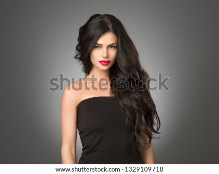 Beautiful hair woman with long brunette beauty helathy hairstyle female portrait