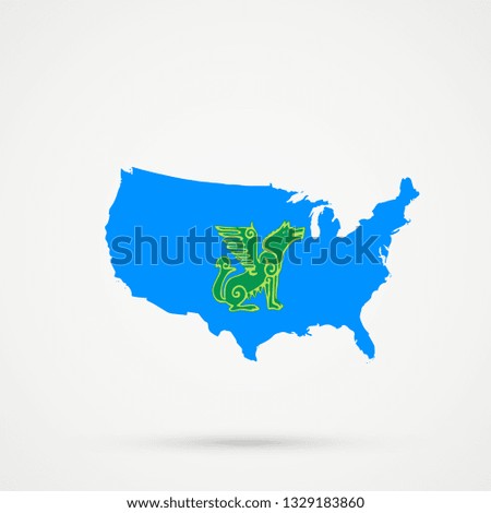 United States of America (USA) map in Nogaysky territory flag colors