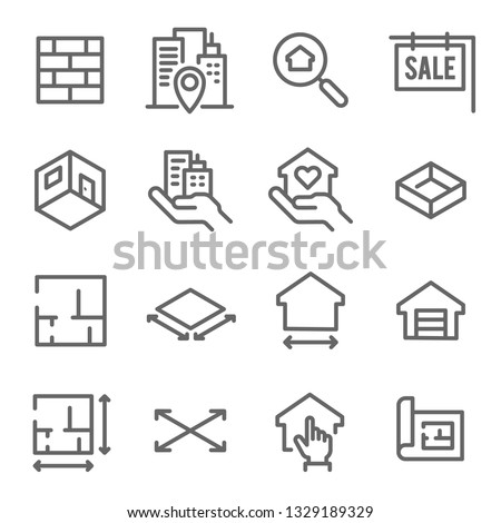 Real Estate Line Icon Set. Contains such Icons as Blueprint, Floor plan, Apartment and more. Expanded Stroke