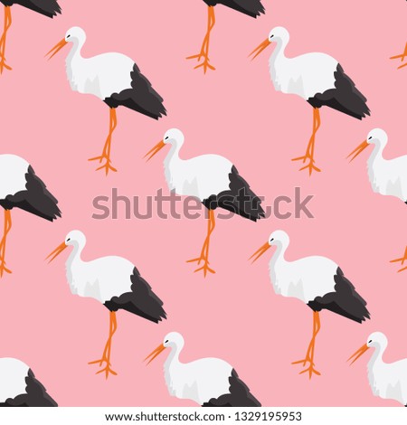 cute vector seamless pattern with storks