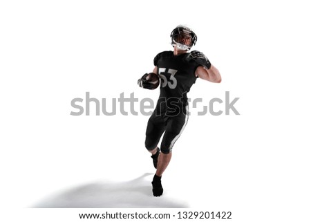 American football player isolated on white.