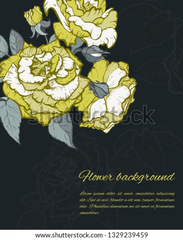 Vintage rose. Hand drawn vector illustration background.