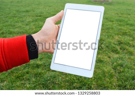 Hand Holding Digital Tablet Clipping Path